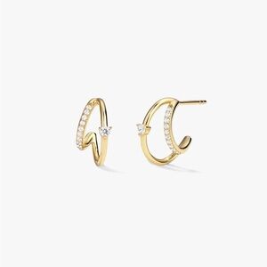 Pave & Prong Crystal Double Hoop Earrings